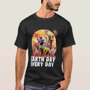 Camiseta Día de la Tierra Todos los Días Acuarela Animales