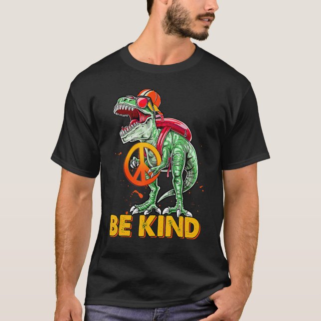 Camiseta Día de la Unidad Dinosaurio Rex Be Kind Anti bully (Anverso)