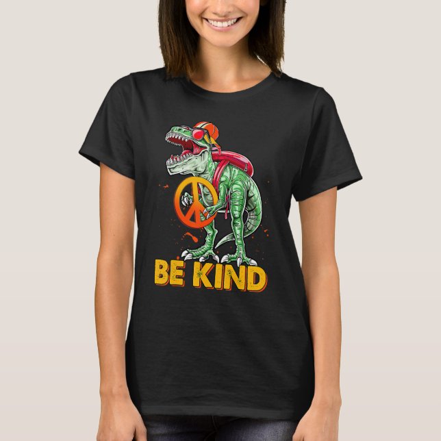 Camiseta Día de la Unidad Dinosaurio Rex Be Kind Anti bully (Anverso)