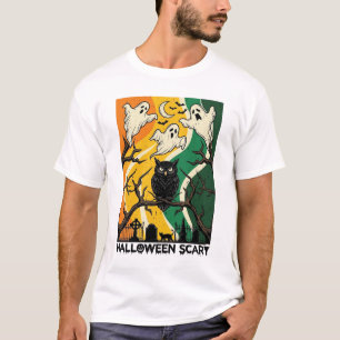 Camiseta Día de las Brujas Búhos Negros Espeluznantes Cemen