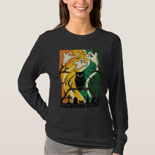 Camiseta Día de las Brujas Espeluznante Búhos Negros Fantas