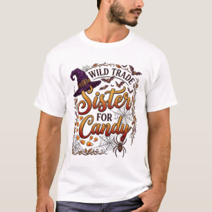 Camiseta Día de las Brujas Hermana Candy Sombrero de Bruja