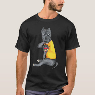 Camiseta Día de las Madres Perro Pitbull Amo a Mamá Tatuaje