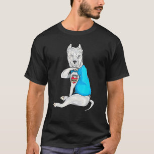Camiseta Día de las Madres Perro Pitbull Amo a Mamá Tatuaje
