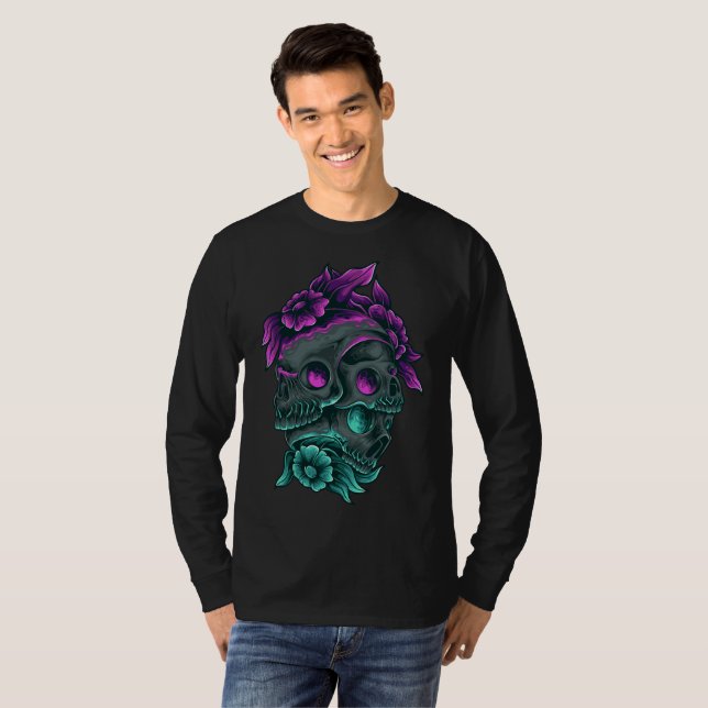 Camiseta Día de los Adorables de los Muertos 3 calaveras mo (Anverso completo)
