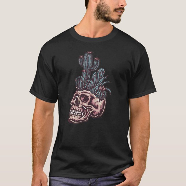 Camiseta Día de los Adorables del Cráneo Muerto con Cactus (Anverso)