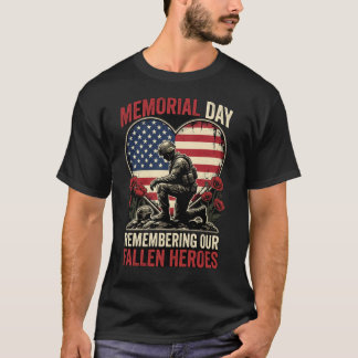 Camiseta Día de los Caídos Soldado Arrodillado Corazón Band