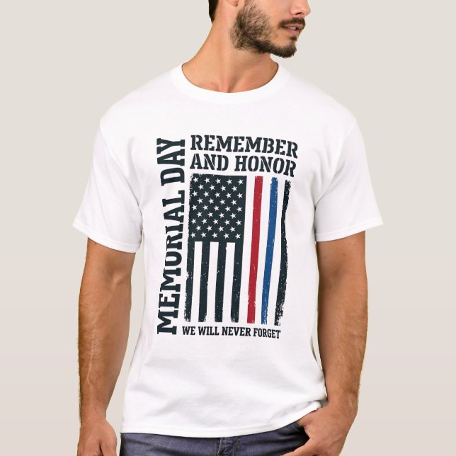Camiseta Día de los Caídos Tributo Recordar y Honrar Vector (Anverso)