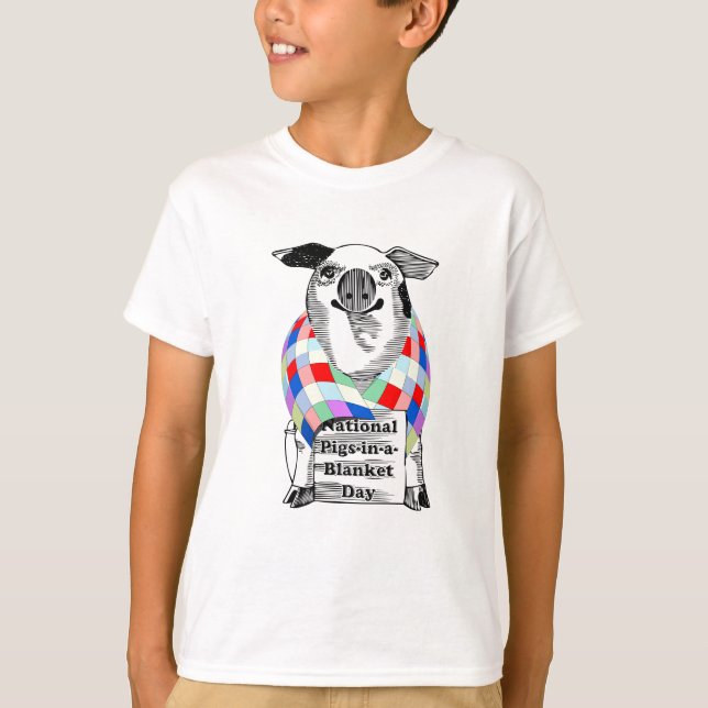 Camiseta Día de los cerdos en una manta (Anverso)