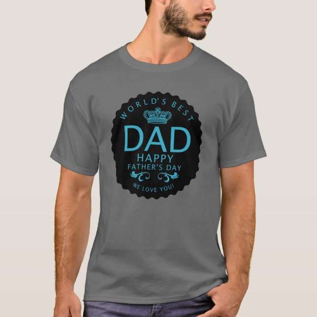 Camiseta Día de los mejores padres negros azules de papá en (Anverso)
