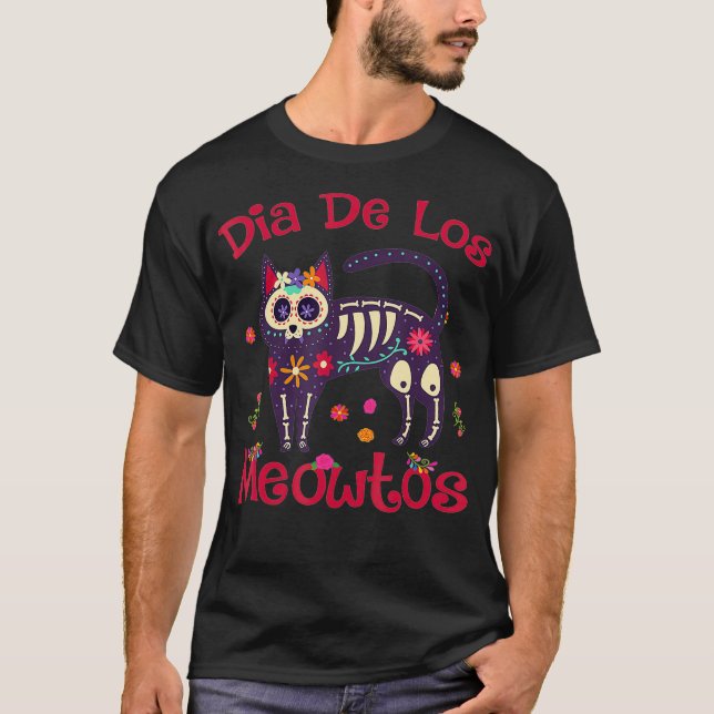 Camiseta Día de Los Meowtos Muertos El Azúcar Skull (Anverso)