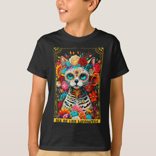 Camiseta Dia De Los Meowtos Sugar Skull Cat Gift  (Anverso)