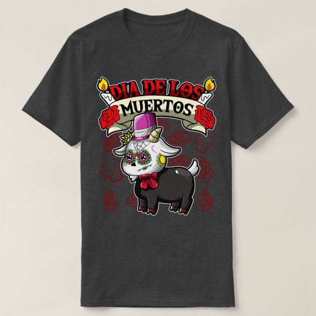 Camiseta Dia De Los Muertos Animales Goat (Diseño del anverso)