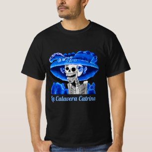 Camiseta Dia De Los Muertos Calavera Catrina en azul