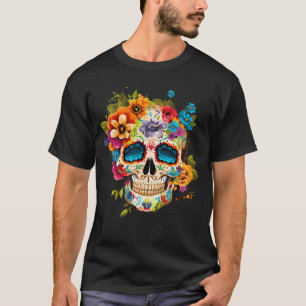 Camiseta Día de los Muertos Calavera de Azúcar Floral Dia D