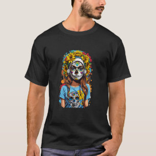 Camiseta Día de los Muertos Calavera de Azúcar Gato Día de
