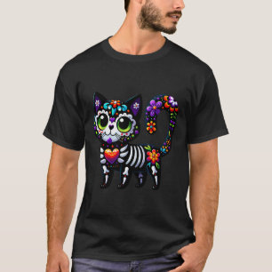 Camiseta Dia De Los Muertos Cinco De Mayo Cat Sugar Skull M