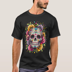 Camiseta Día De Los Muertos De La Hallowe De Cráneo De Azúc