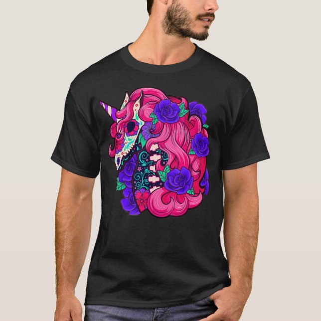 Camiseta Día de los muertos de Unicornio (Anverso)