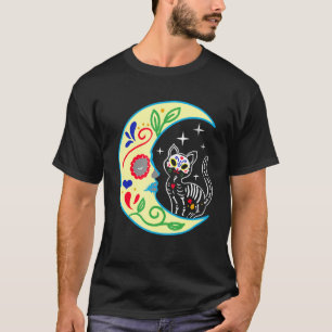 Camiseta Día de los Muertos del Cat Moon Sugar Skull Dia de