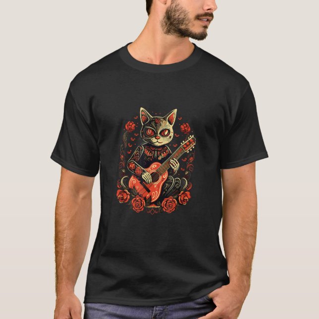 Camiseta Día De Los Muertos Del Gato De Halloween Muerto G (Anverso)