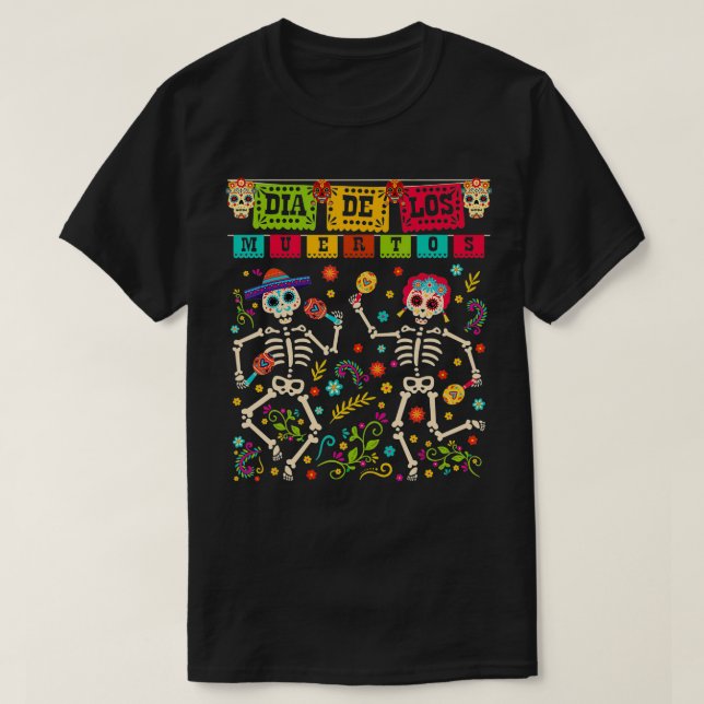 Camiseta Día de los Muertos Día de la Costumbre Muerta del  (Diseño del anverso)