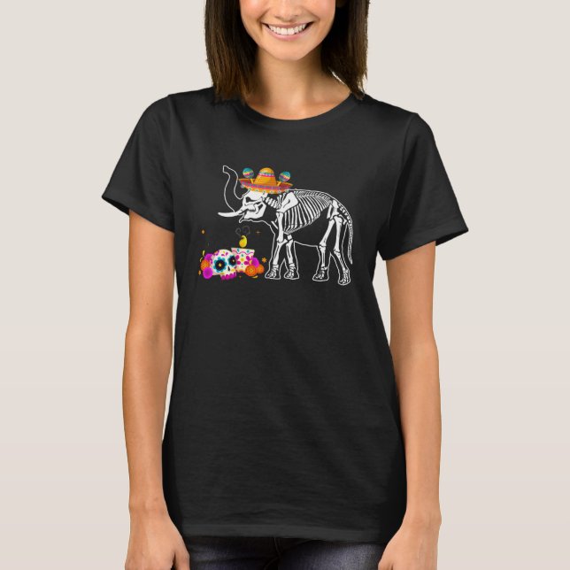 Camiseta Dia de los Muertos Elephant Sugar Skull Costume (Anverso)