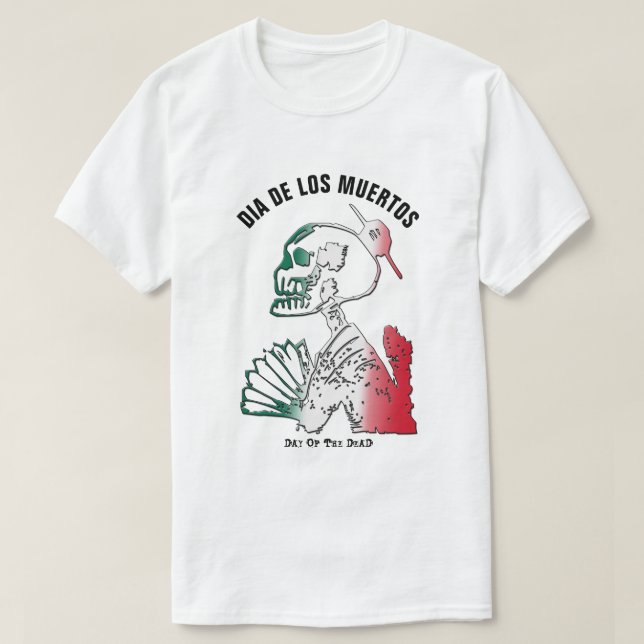 Camiseta Día de los Muertos, esqueleto del Día de los Muert (Diseño del anverso)