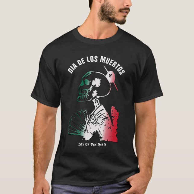 Camiseta Día de los Muertos, esqueleto del Día de los Muert (Anverso)