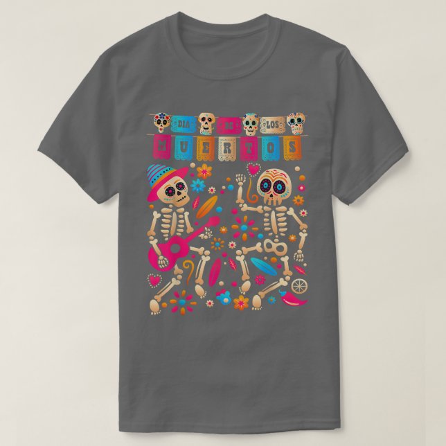 Camiseta Día de los Muertos: esqueleto mexicano muerto (Diseño del anverso)
