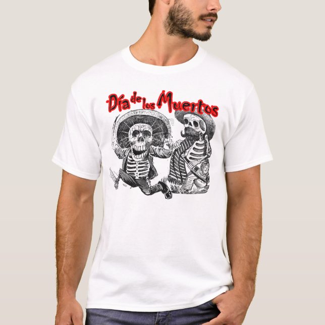 Camiseta Dia de los Muertos, esqueletos con el machete y (Anverso)