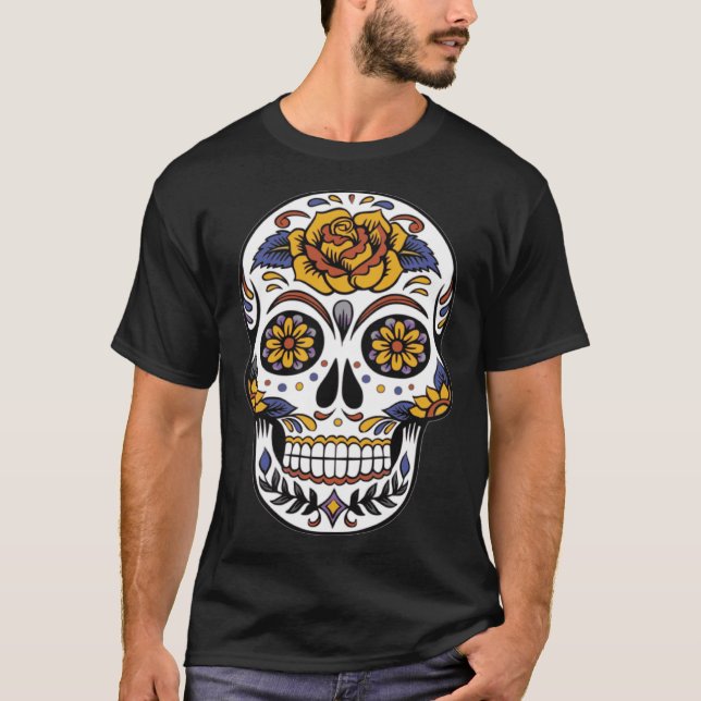 Camiseta Día de los muertos: Flor de azúcar Skull (Anverso)