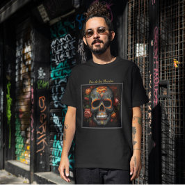 Camiseta Dia de los Muertos flor de cráneo pintada calavera