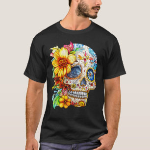 Camiseta Dia de los Muertos Floral Catrina Calavera