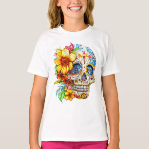 Camiseta Dia de los Muertos Floral Catrina Calavera