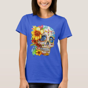 Camiseta Dia de los Muertos Floral Catrina Calavera
