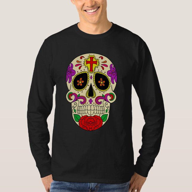 Camiseta Dia De Los Muertos Flower Flower Mask Skull (Anverso)
