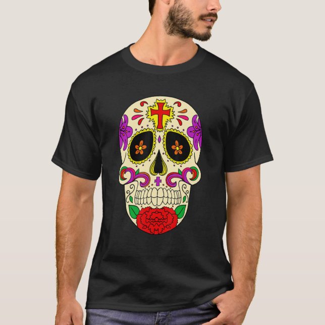 Camiseta Dia De Los Muertos Flower Flower Mask Skull (Anverso)