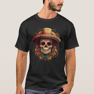 Camiseta Dia de Los Muertos Flower Sugar Skull Cinco De may