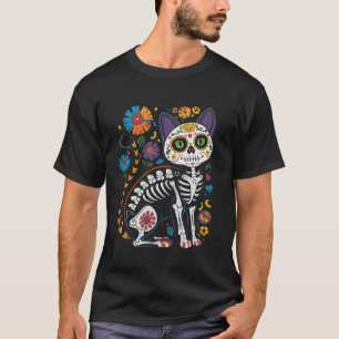 Camiseta Día de Los Muertos Gato Calavera Azucarad