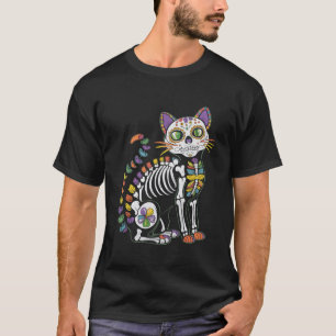 Camiseta Día de los Muertos Gato Calavera de Azúca