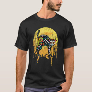 Camiseta Día De Los Muertos Gato Y Luna Llena