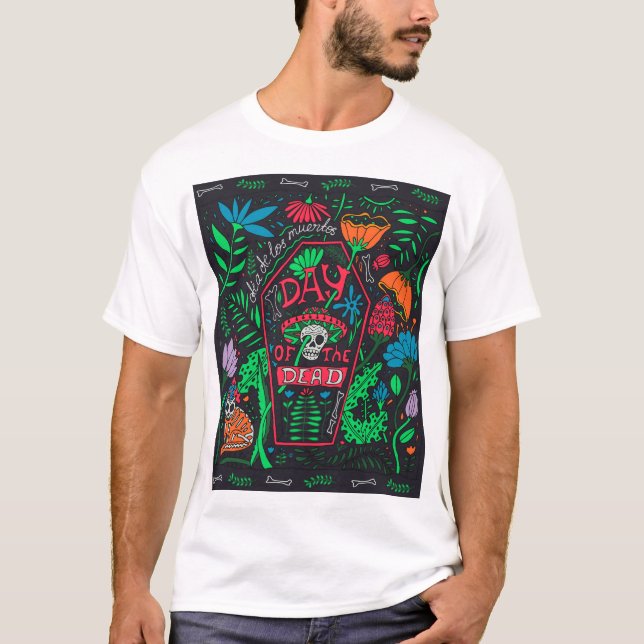 Camiseta Dia de los Muertos: Juego de tarjetas festivas (Anverso)