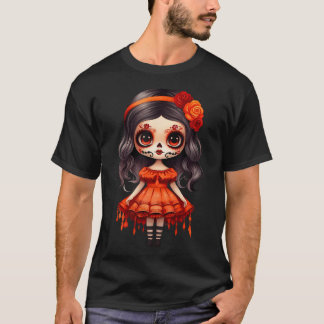Camiseta Dia De Los Muertos La Catrina Cute Skeleton Mexica