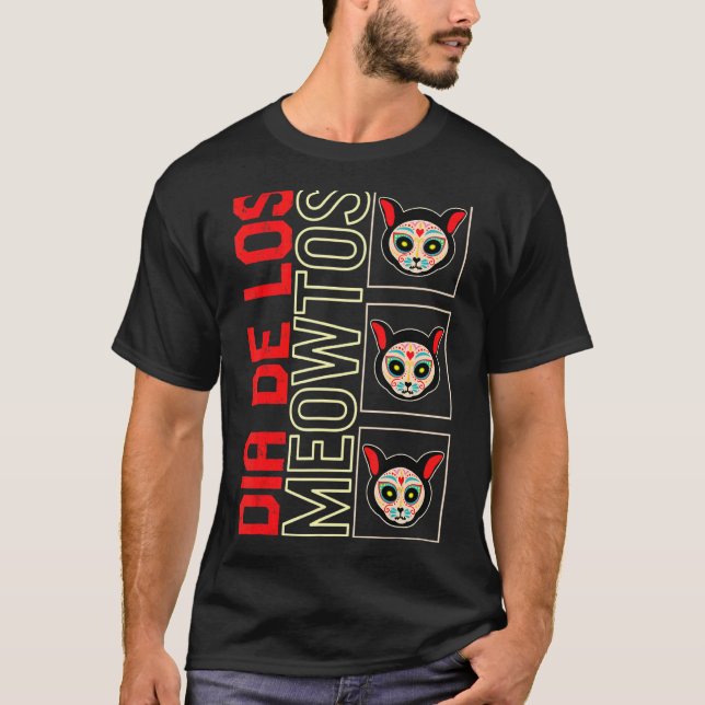 Camiseta Dia De Los Muertos Meowtos Cat Sugar Skull México (Anverso)
