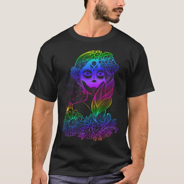 Camiseta Día De Los Muertos Mex De Calavera De Azúcar (Anverso)