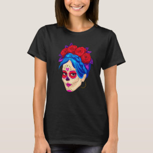 Camiseta Dia De Los Muertos México Flores Máscara Chica La 