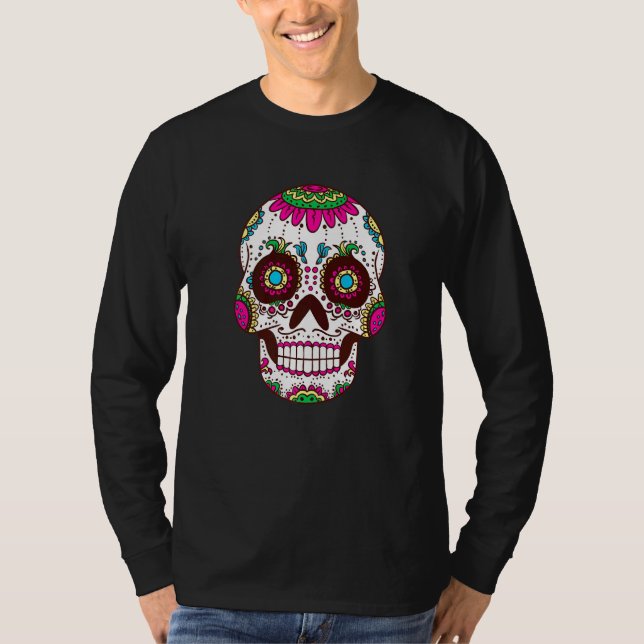 Camiseta Dia De Los Muertos Pink Elements Skull Mask Premiu (Anverso)