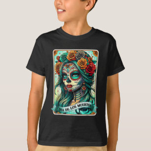 Camiseta Día De Los Muertos Rosa Mujer Flor Día De Los De