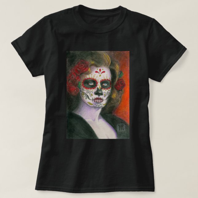 Camiseta Día de los Muertos - Rosas (Diseño del anverso)